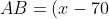 AB = (x-70) \times \tan 44